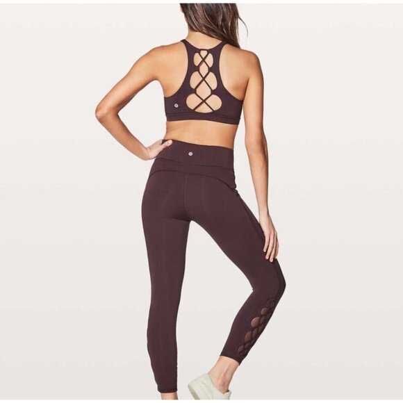 Lululemon Tied To It 7/8 Tight 25" Black Cherry Size 6 Leggings - Picture 1 of 14